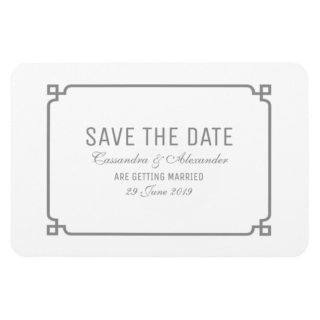 Magnet Flexible Gray Deco Chic Enregistrer la date (Horizontal)