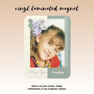 Magnet Flexible Green and cream miss you grandma photo