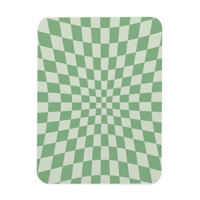 Magnet Flexible Green Distorted Checkerboard Pattern (Vertical)