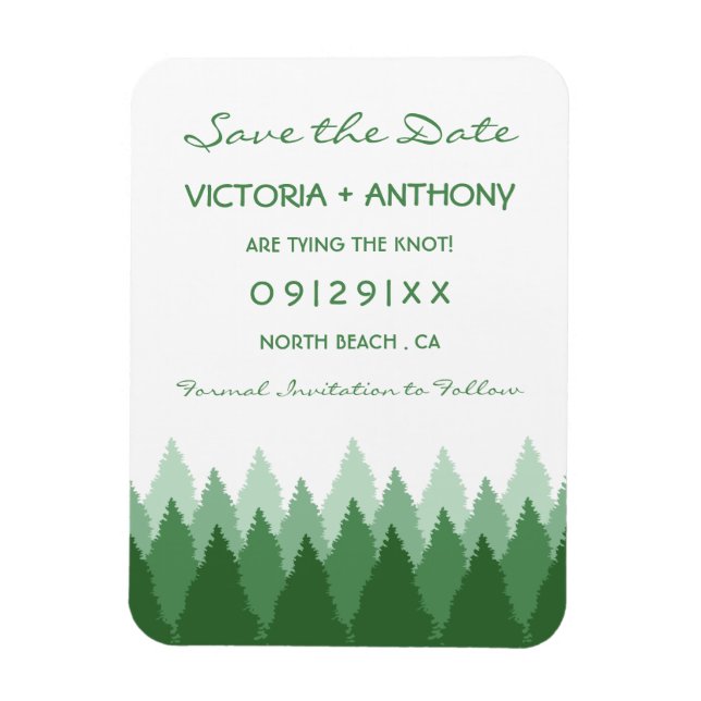 Magnet Flexible Green Forest Range Woodland Wedding Enregistrer La (Vertical)