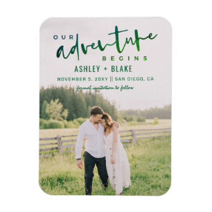 Magnet Flexible Green Our Adventure Begins Photo Save the Date