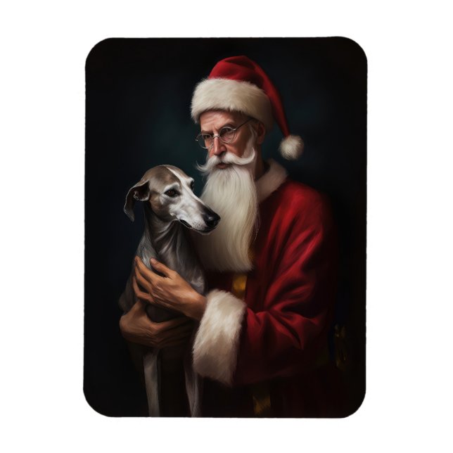 Magnet Flexible Greyhound avec Noël Festif du Père Noël (Vertical)