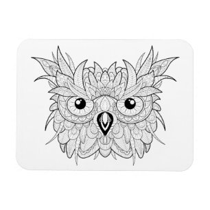 Magnet Flexible Griffonnage mignon de portrait de hibou