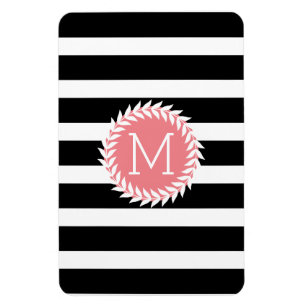 Magnet Flexible Grilles noires et blanches monogrammes et couronne
