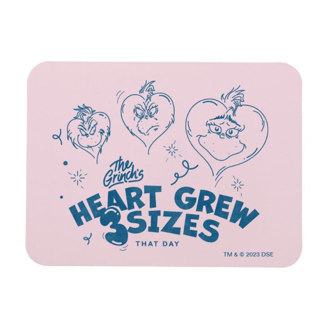 Magnet Flexible Grinch's Heart Grew 3 Tailles (Horizontal)