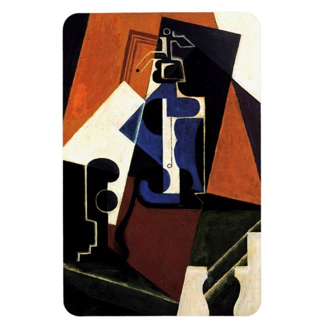 Magnet Flexible Gris - Bouteille Seltzer et verre, Cubisme (Vertical)