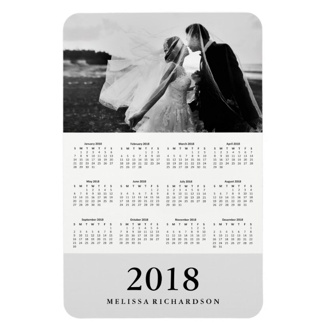 Magnet Flexible Gris doux | Elegant Calendrier Photo 2018 (Vertical)