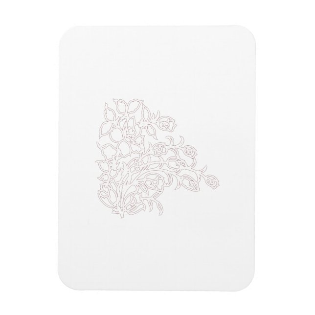 Magnet Flexible Gris pâle, Lait Blanc, design floral (Vertical)