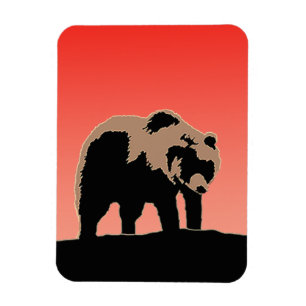 Magnet Flexible Grizzly Bear au coucher du soleil - Art original d