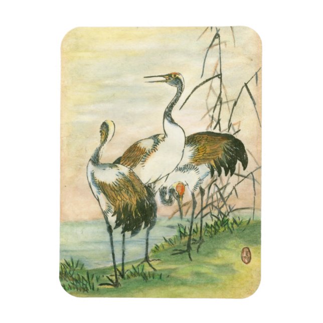 Magnet Flexible Grues orientales au bord de l'eau (Vertical)