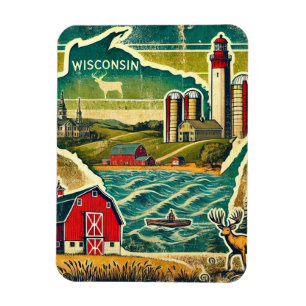 Magnet Flexible Grunge Wisconsin en détresse