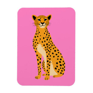 Magnet Flexible Guépard minimaliste sur rose