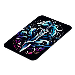 Magnet Flexible Guerrier de fantaisie Épée de dragon mystique Flam