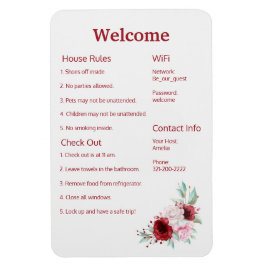 Magnet Flexible Guide du Modèle d'Affiches de bienvenue Airbnb Vrb