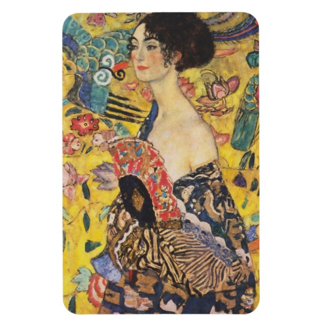 Magnet Flexible Gustav Klimt Lady With Fan Art Nouveau Painting (Vertical)