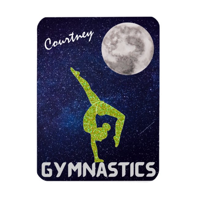 Magnet Flexible Gymnaste brillant dans l'espace par la Lune (Vertical)