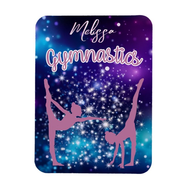Magnet Flexible Gymnastique Galaxie Purple Turquoise Personnalisé (Vertical)