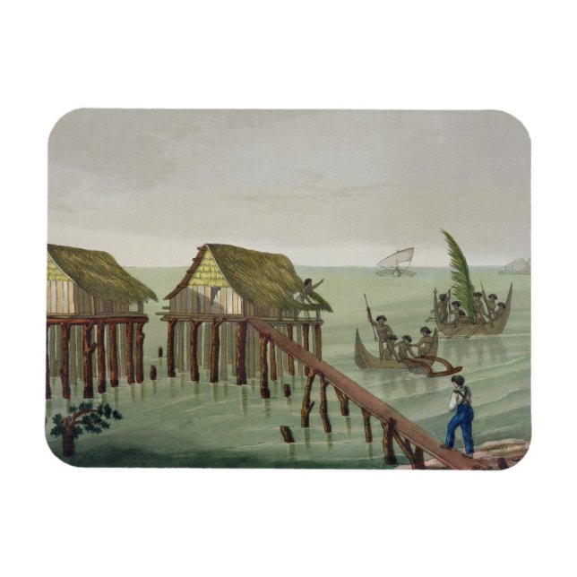 Magnet Flexible Habitations de la tribu Papu, Rawak, plaque 22 pou (Horizontal)