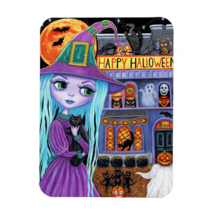 Magnet Flexible Halloween Bash Black Chat mignonne sorcière hantée
