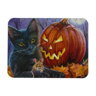 Magnet Flexible Halloween Chat et Souris No. 2 Aquarelle Art