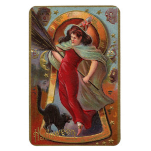 Magnet Flexible Halloween Chat rouge et Chat noir Vintage