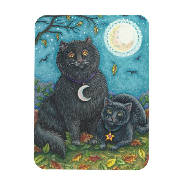 MAGNET FLEXIBLE HALLOWEEN CHATS NOIRS, REVÊTEMENT D'ART FOLK (Vertical)