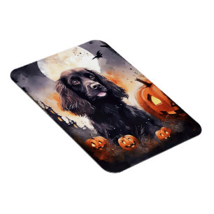 Magnet Flexible Halloween Cocker Spaniel Avec Citrouilles