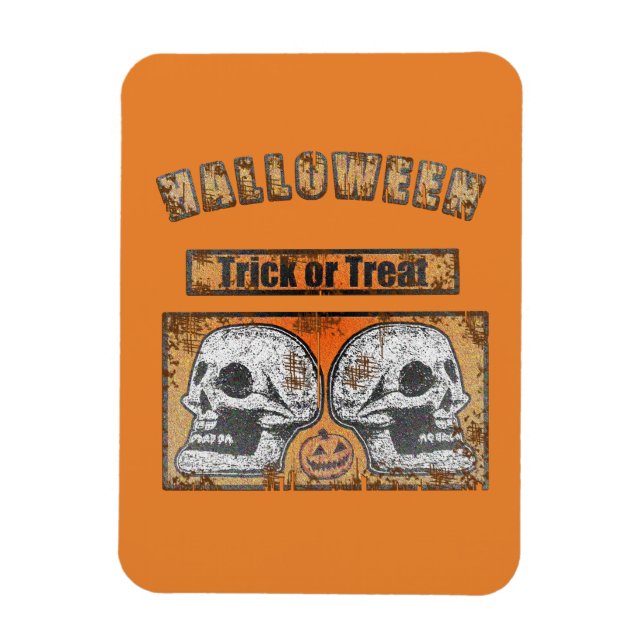 Magnet Flexible Halloween Crânes - Trick Ou Treat Worn Orange (Vertical)
