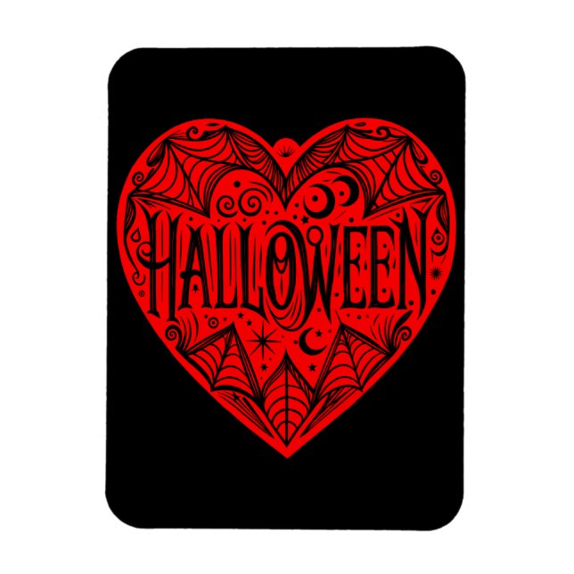 Magnet Flexible Halloween Heart, Red Heart Shape, Holiday (Vertical)