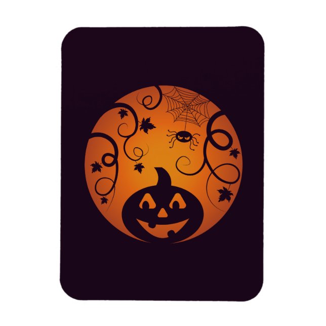 Magnet Flexible Halloween Jack-o'-lantern citrouille visage et ara (Vertical)