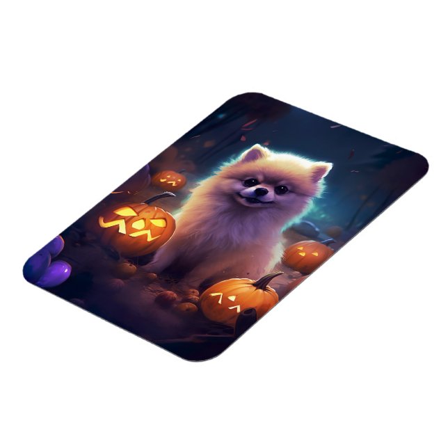 Magnet Flexible Halloween Poméranien Avec La Peur Citrouille (Côté Gauche)