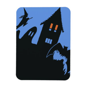 Magnet Flexible Halloween vintage, effrayante Maison hantée et sor