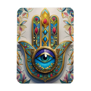 Magnet Flexible Hamsa du Troisième Œil en Filigrane Coloré Or Bleu