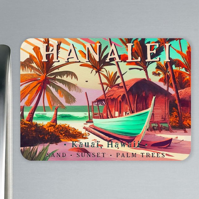 Magnet Flexible Hanalei Kauai Hawaii soleil couchant tropical palm (Créateur téléchargé)