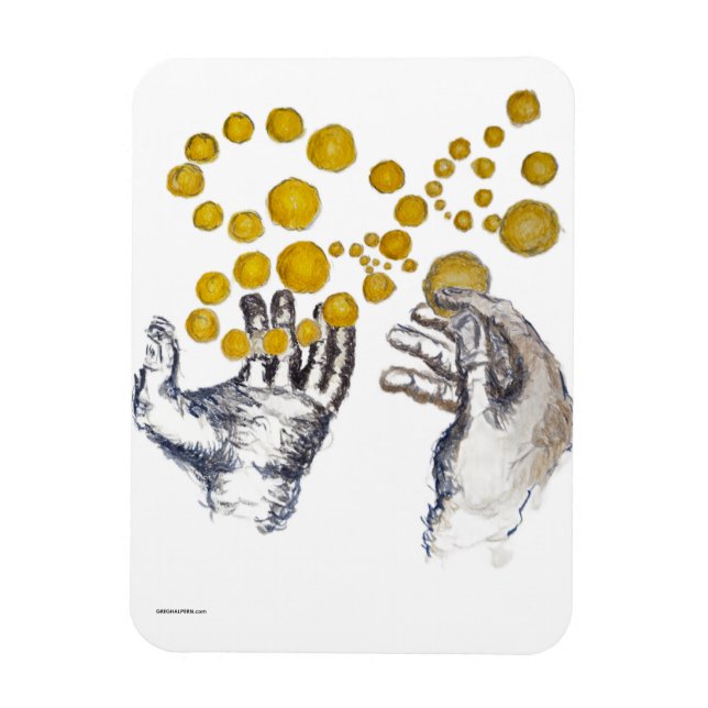 Magnet Flexible Hands Outstretched with Golden Globes (Vertical)