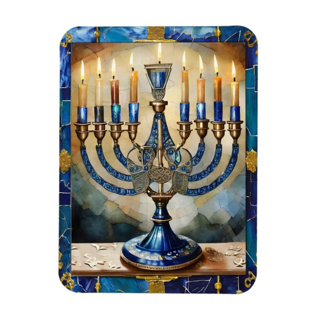 Magnet Flexible Hanoukka bleue Menorah (Vertical)