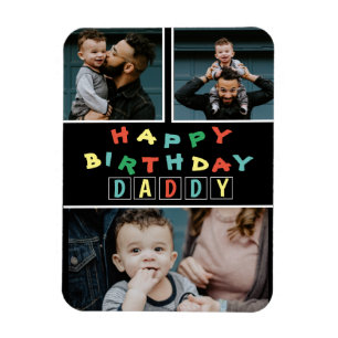 Magnet Flexible Happy Birthday Daddy Colourful 3 Photo