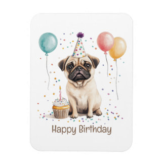 Magnet Flexible Happy Birthday Pug Dog