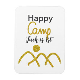 Magnet Flexible Happy camping camper one birthday kids golden sun