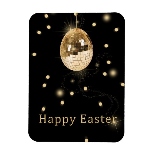 Magnet Flexible Happy Easter Gold Disco Ball (Vertical)
