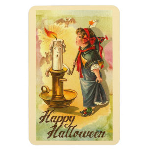 Magnet Flexible Happy Halloween chandelik et fille Vintage