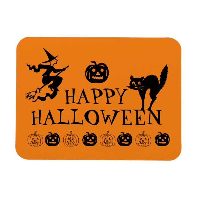 Magnet Flexible Happy Halloween noir et orange éffrayant (Horizontal)