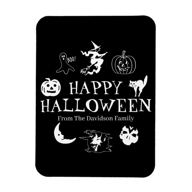 Magnet Flexible Happy Halloween nom personnalisé noir éffrayant (Vertical)
