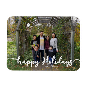 Magnet Flexible Happy Holidays Family Photo Lettering Modern Chic