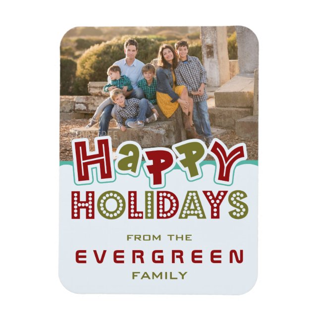 Magnet Flexible Happy Holidays personnalisé Photo & Text aimant (Vertical)