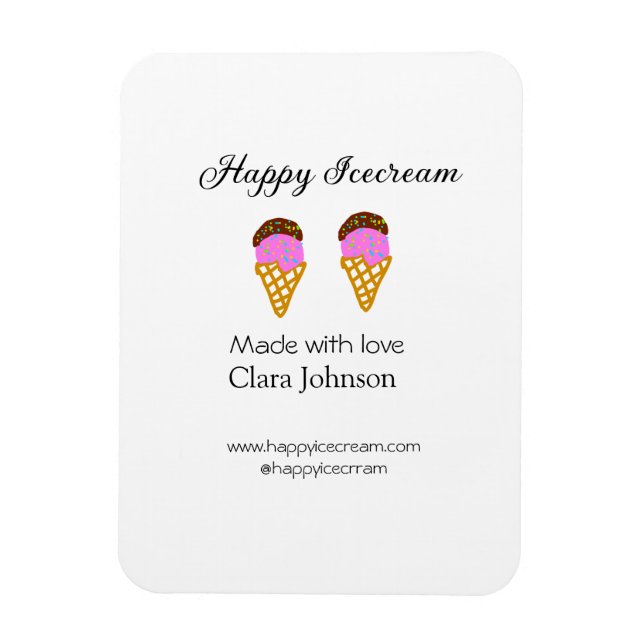 Magnet Flexible Happy Icecream add name website social media  (Vertical)