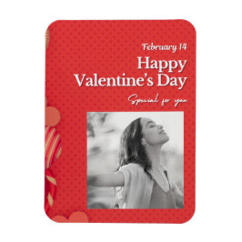 Magnet Flexible Happy valentine's day Custom Photo Red Hearts