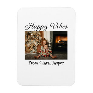 Magnet Flexible Happy vibes enfants famille photo de Noël Invitati