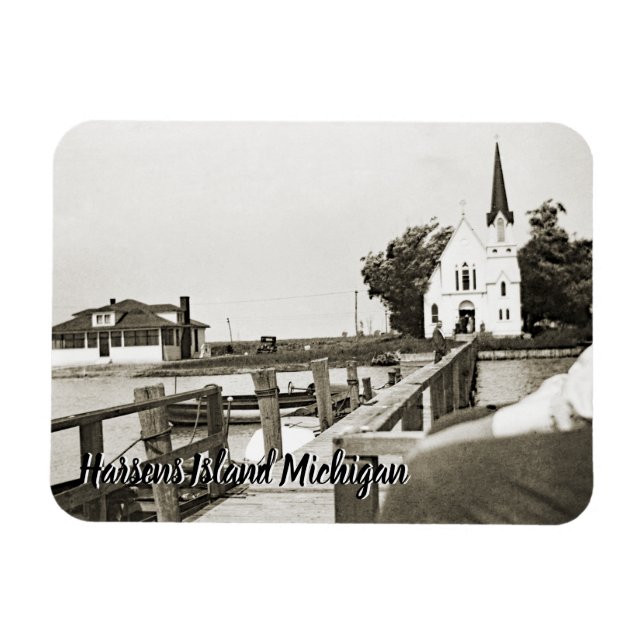 Magnet Flexible Harsens Island Michigan St Marks Church 1925 vue (Horizontal)