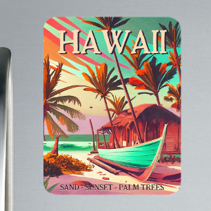Magnet Flexible Hawaii île tropicale coucher de soleil palmier Sou